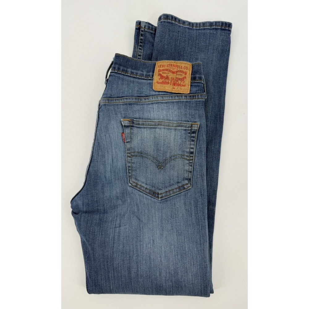 Levis 511 Jeans Mens 32x32 Blue Slim Fit Medium Wash Distressed Denim Pants